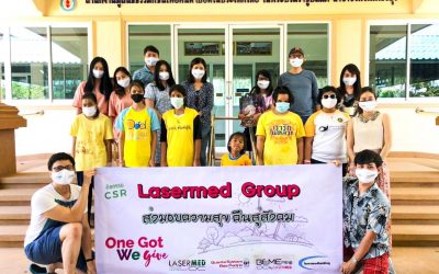 “Lasermed……ส่งมอบความสุข คืนสู่สังคม รู้สึกมีความสุขทุกครั้งที่ได้ทำบุญ ถึงมันจะไม่ได้มากมายแต่เเค่เห็นรอยยิ้มนั้น พวกเราก็ดีใจเเล้วค่ะ ☺️☺️”